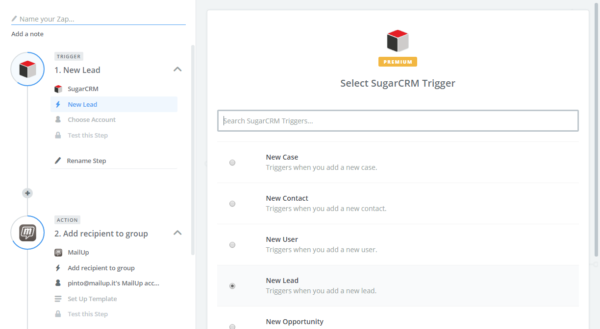 Zapier screenshot Zapier screenshot